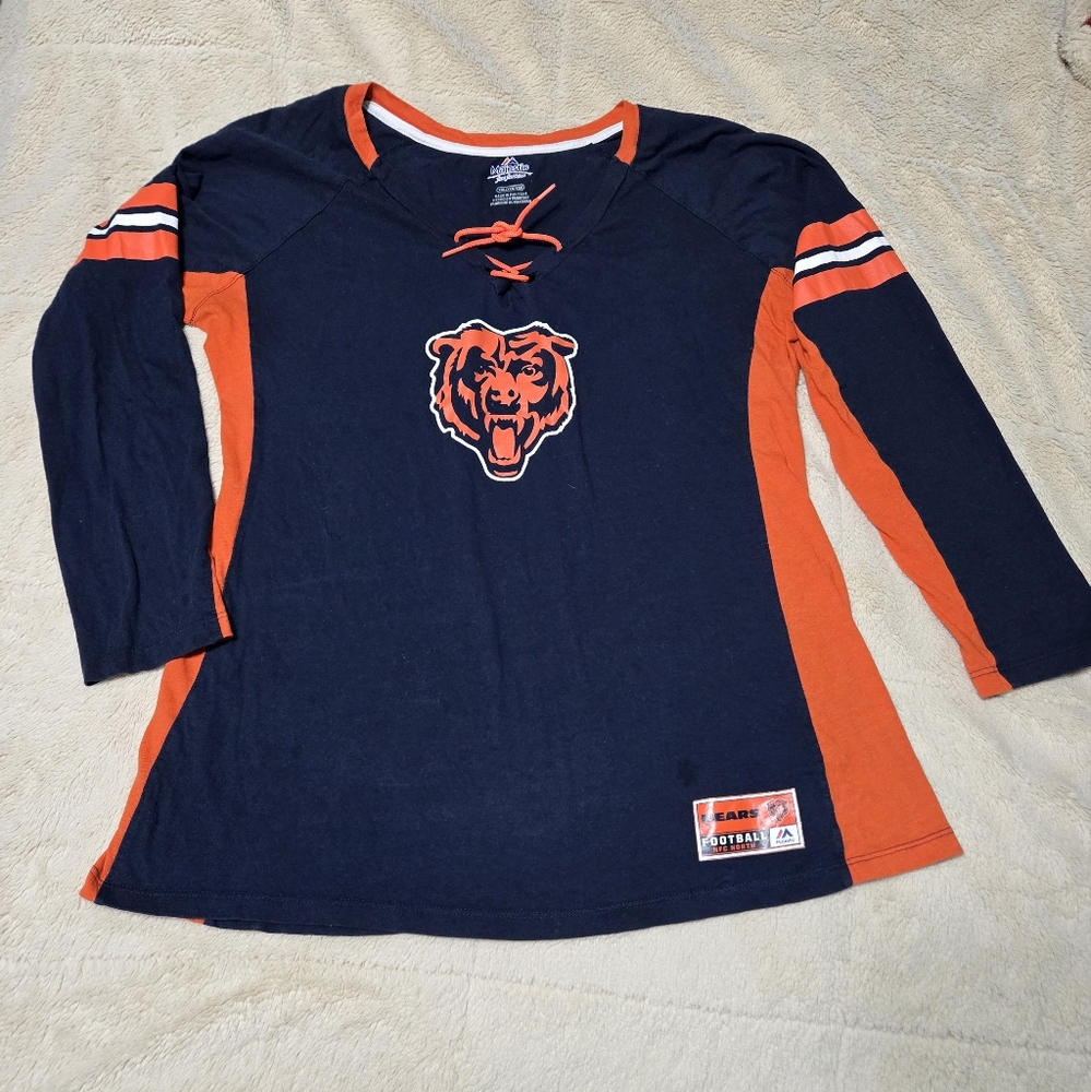 NFL Chicago Bears Top Lace Up Long Sleeve Game Day tShirt 🏈 XL to 2XL